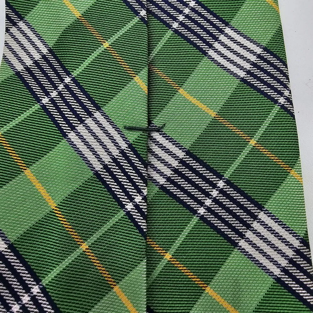 Mens Necktie Ralph Lauren Made in Italy Silk Green Geometric 58 X 3 In Vintage